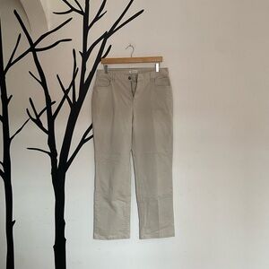NWOT Christopher Banks oatmeal khaki slacks with floral embroidery detail